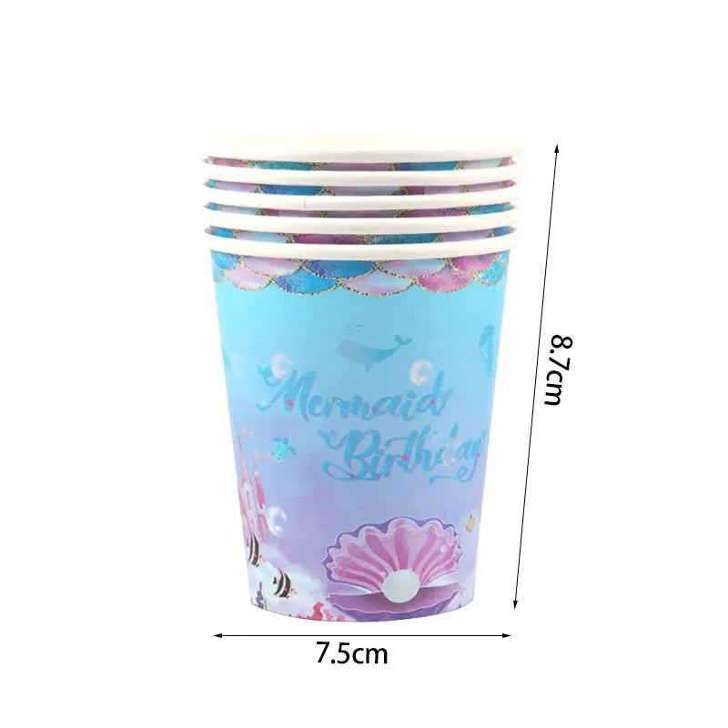 Mermaid Party Decorations Supplies Mermaid Disposable Plates Cup Napkins Set for Girls Baby Shower Mermaids Princess Birthday