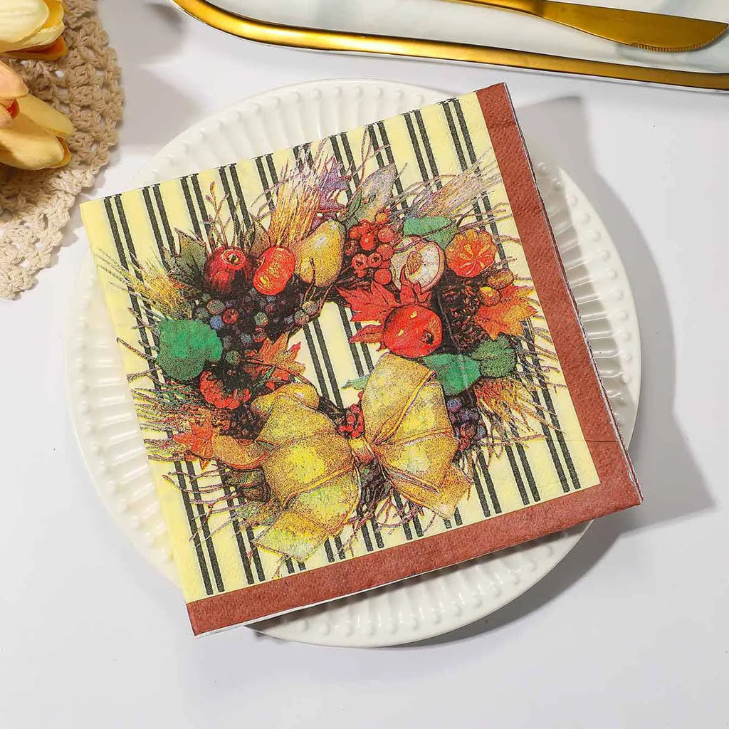 Christmas Party Napkins Disposable Dinner Serviettes Santa Claus Christmas Tree Gifts Flower Element Style Art Decoupage Napkins