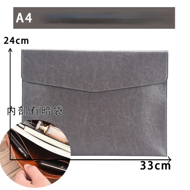 A6 A5 A4 Leather File Folder Data Package Document Bag Fashion Briefcase Data Contract Bill File Bag School Office Supplies