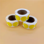 Yellow Color Adhesive Sticker, Round Thermal Barcode Sticker by Roll, Direct Thermal Print Shipping Label