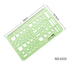 17 Styles Rulers Green Plastic Circles Geometric Template Ruler Stencil Measuring Tool Stationery Students Drawing Curve Ruler