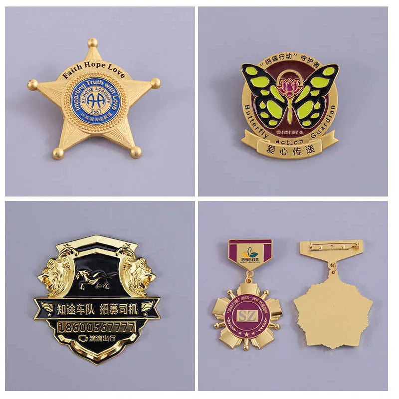 Badges Customize Metal Enamel Badge Image Creative Text LOGO Brooches Professional Custom Made Coin Lapel Pins Gift DIY Badge