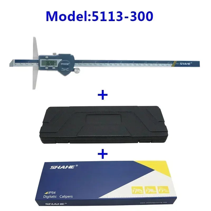 SHAHE 150/200/300mm Electronic Ruler Digital Depth Vernier Caliper Micrometro Depth Gauge Measuring Tools