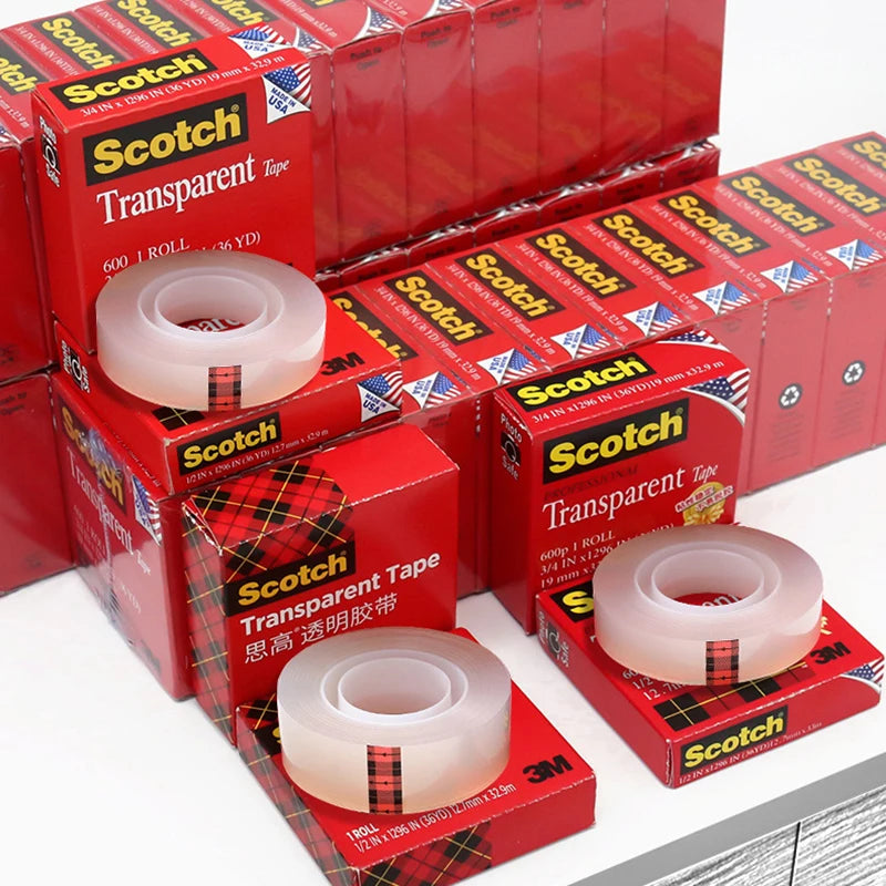 3M Scotch Transparent Tape 600 Tape 600P Ink Adhesion Test Tape Large Roll 19/12.7Mm Packing Home Office Use