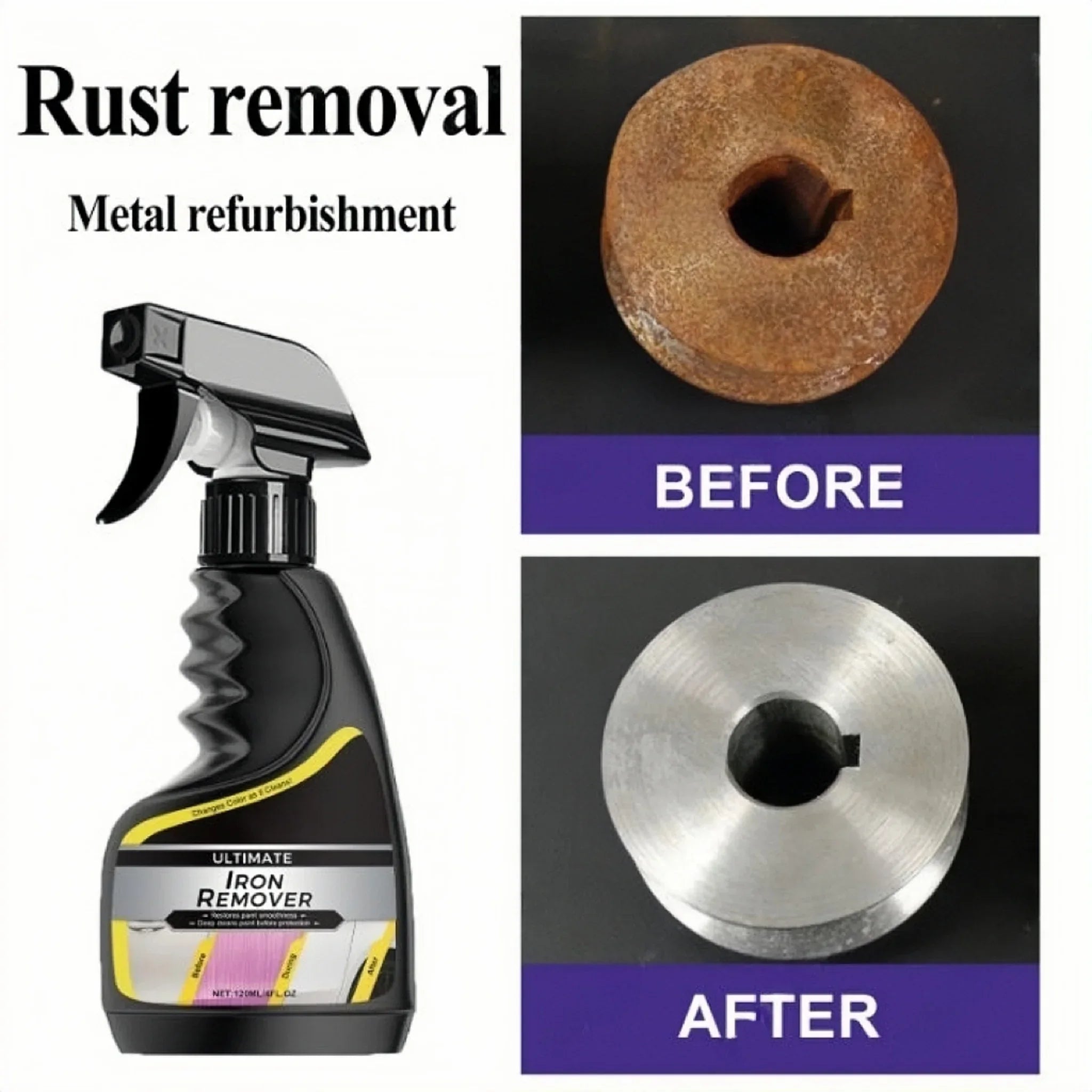 Car Rust Remover Car Wheel Care Quick Remover Car Exhaust Pipe Rust Removal Spray Clean Metal Iron Powder Stains