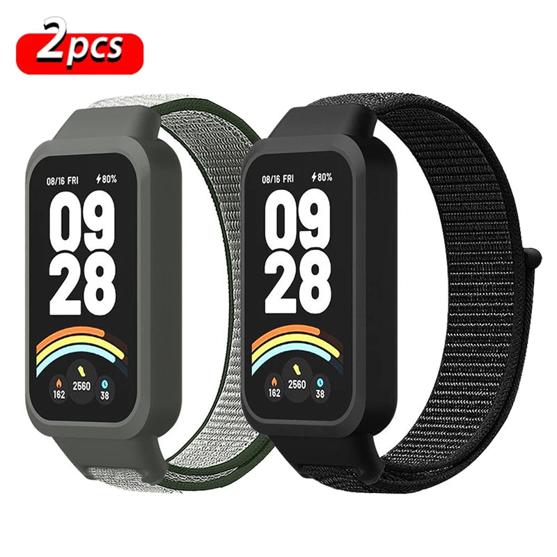 Strap+PC Case for Xiaomi mi band 9 active accessories sports Nyon bracelet correa+Protective Bumper shell Cover for Redmi band 3