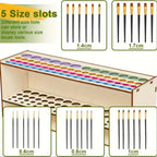 67-Slot Wooden Brush Holder Premium Double-layer Durable Artist Desk Organizer Pencil Paint Brushes Storage Art Craft