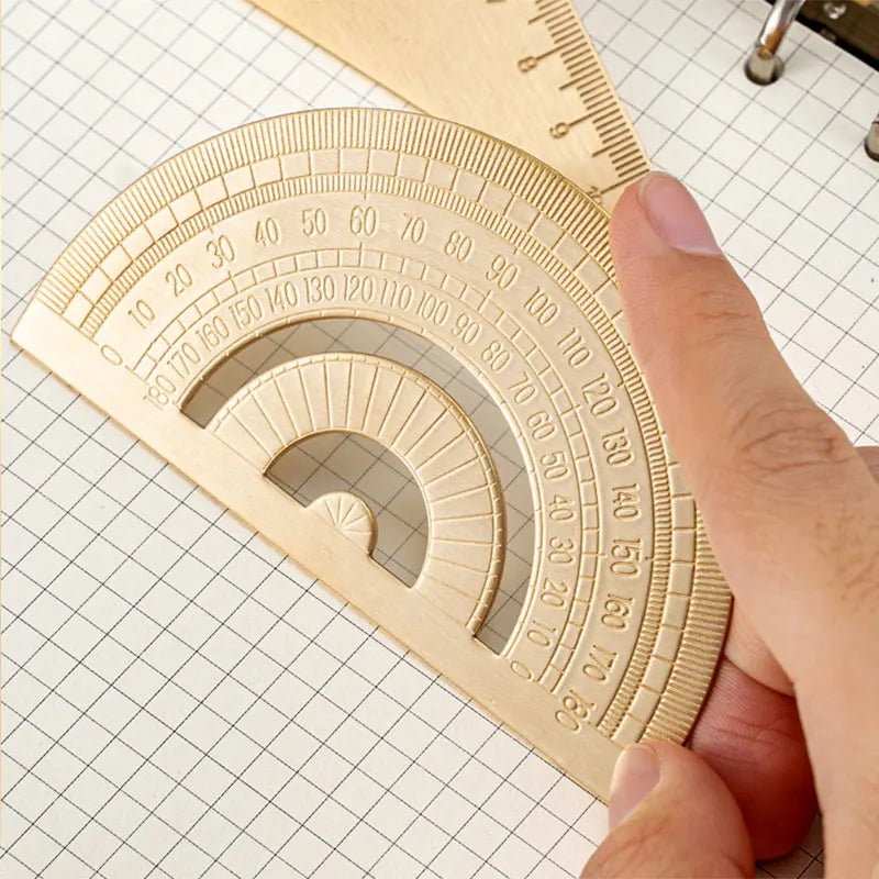 0-180 Degree Metal Brass Copper Protractor Office School Measuring Drawing Tool For Math Geography Art Design Student Exam