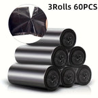 3 Rolls 60pcs Upgraded Durable Black Household Trash Bags, Multi-Purpose Trash Bags Black for Privacy Trash Bags for Privacy