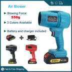 Powerful Air Blower with 550g Thrust Turbo Fan for Cleaning Leaves, Snow, and Dust – Includes 18V Makita - Compatible Battery