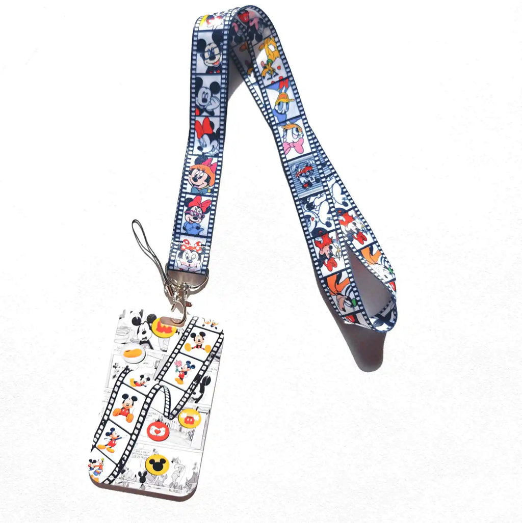 Disney Mickey and Minnie PVC Card Cover Student Campus Hanging Neck Bag Card Holder Lanyard ID Card Holders Key Chain