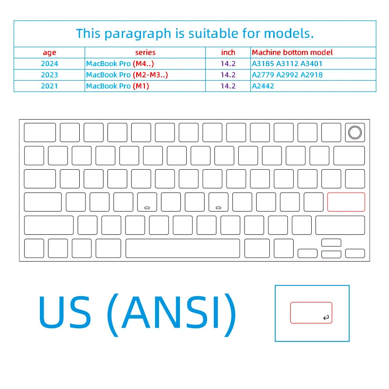 (Us American Version) Translucent Gray Mbp Suitable for Apple Mac Book Keyboard Stickers, Translucent Protective Stickers, Compatible with 13- 16inch MacBook Air/Pro