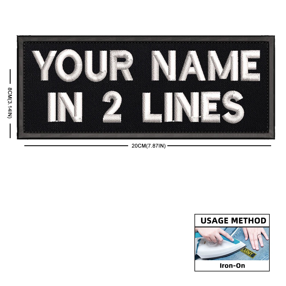Rectangular Personalized Name Patch Stripes Badge tags Different Sizes Iron On Or Hook Loop Embroidered Military Name Patches