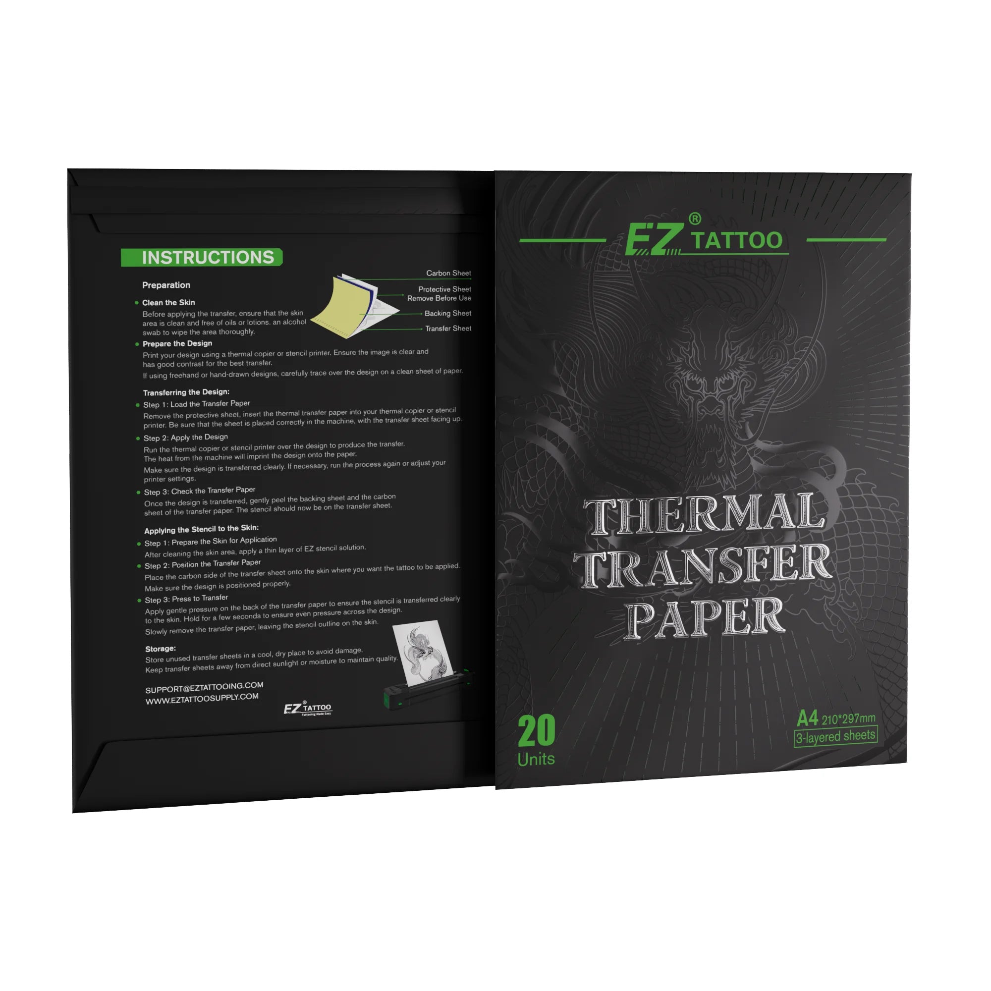 20/50pcs EZ Tattoo Transfer Paper A4 Size Tattoo Thermal Copier Stencil Papers for Tattoo Transfer Machine Paper Accessories