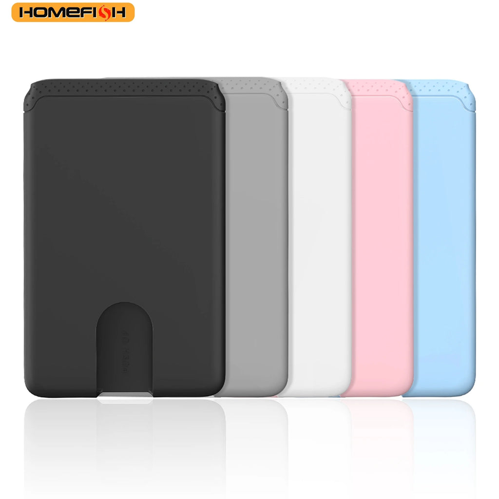 HOMEFISH Phone Holder Sticker Credit Card Holder Adhesive Soft Silicone Mobile Phone Wallet Compatible for Iphone Android