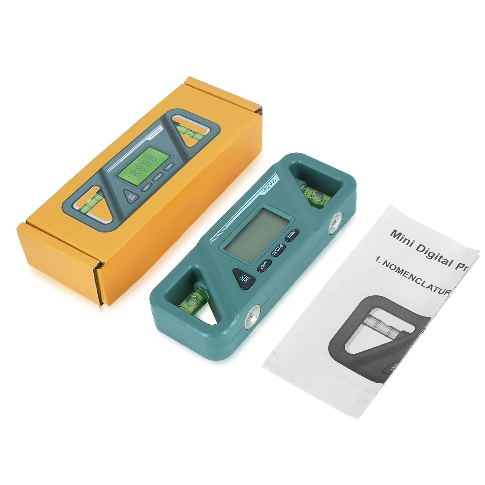 HW300 Inclinometer LCD Display Digital Protractor Level Meter Angle Measuring Inclinometer 90°Level Neodymium Magnetic Base