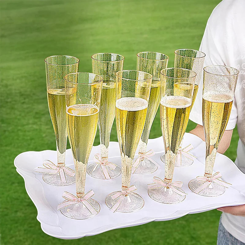 100pcs 5oz Disposable Cups Sparkling Champagne Bar Cups Plastic Champagne Flutes Clear Toasting Glasses for Weddings Party