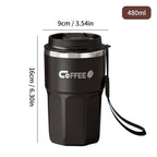 WORTHBUY Coffee Mug With Lid&Handle 304 Stainless Steel Tea Milk Coffee Cup Double Wall Insulated Anti Scalding Drinking Cup