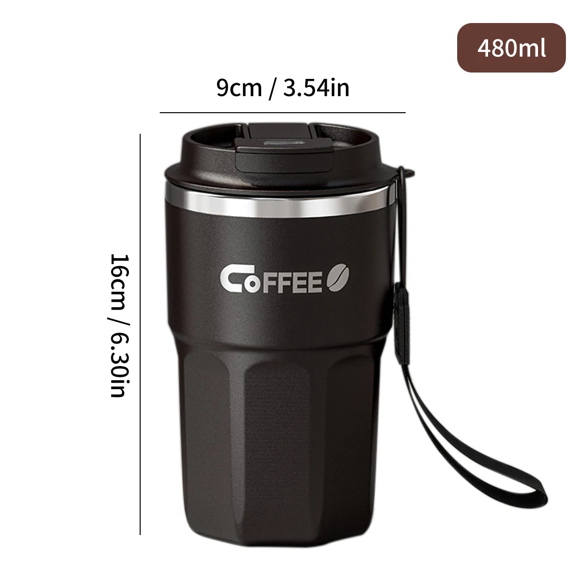 WORTHBUY Coffee Mug With Lid&Handle 304 Stainless Steel Tea Milk Coffee Cup Double Wall Insulated Anti Scalding Drinking Cup