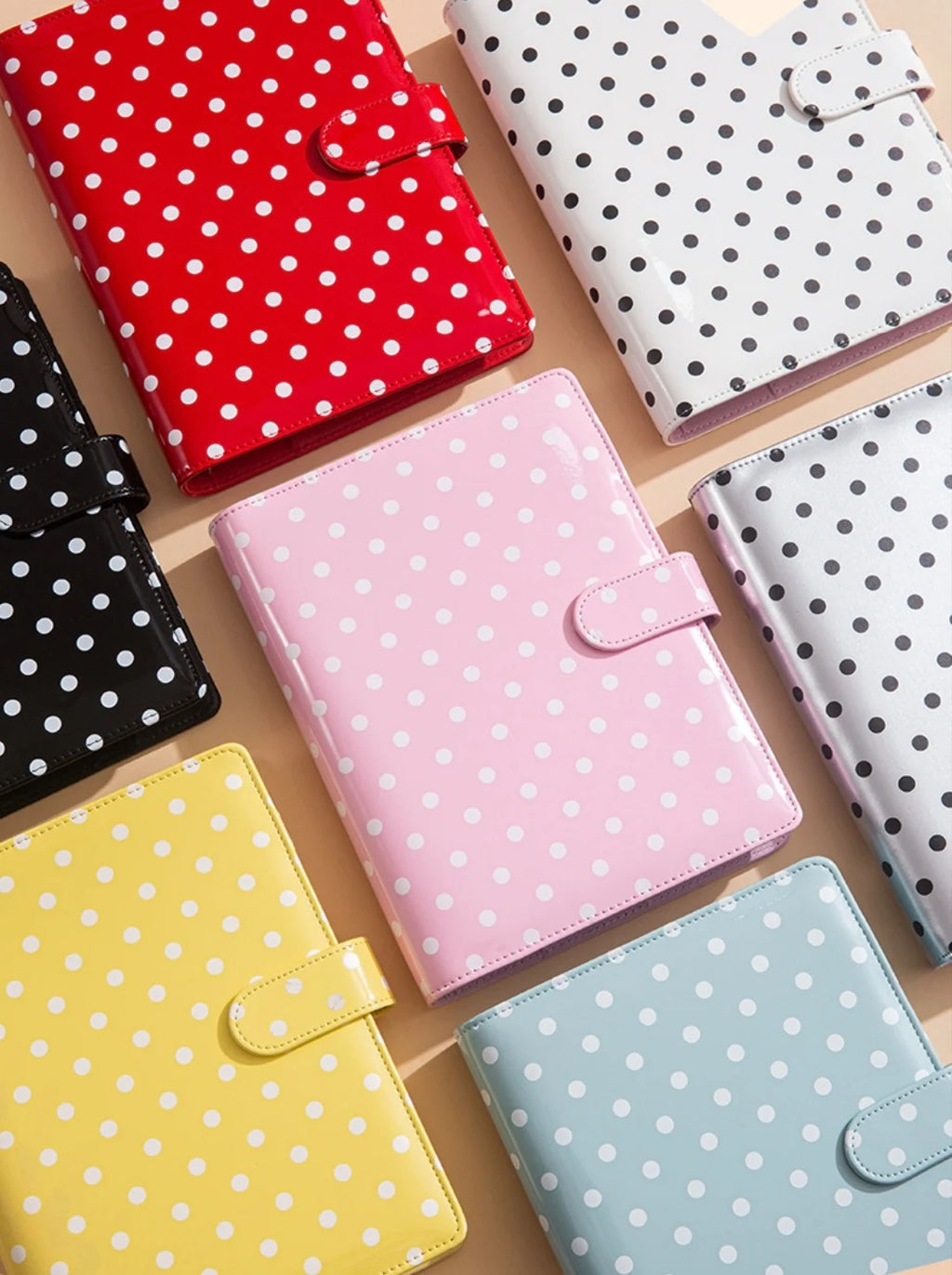 New A5 PU Leather Binder Cover with Magnetic Buckle Closure, 6 Ring Personal Notebook for Organizing Planner, Photo Card Sleeves