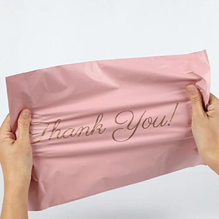 100PCS Baby Pink Poly Mailer Adhesive Envelope Thank You Bag DIY T-shirt Bra Gifts Shoes Box Express Shipping Packaging Pouches