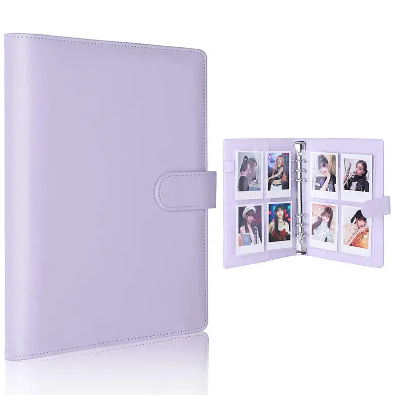 A5 Notebook Photocard Binder with 4 Pockets Sleeves, 6 Ring  PU Leather Binder Loose Leaf Personal Organizer Photo Binder Book