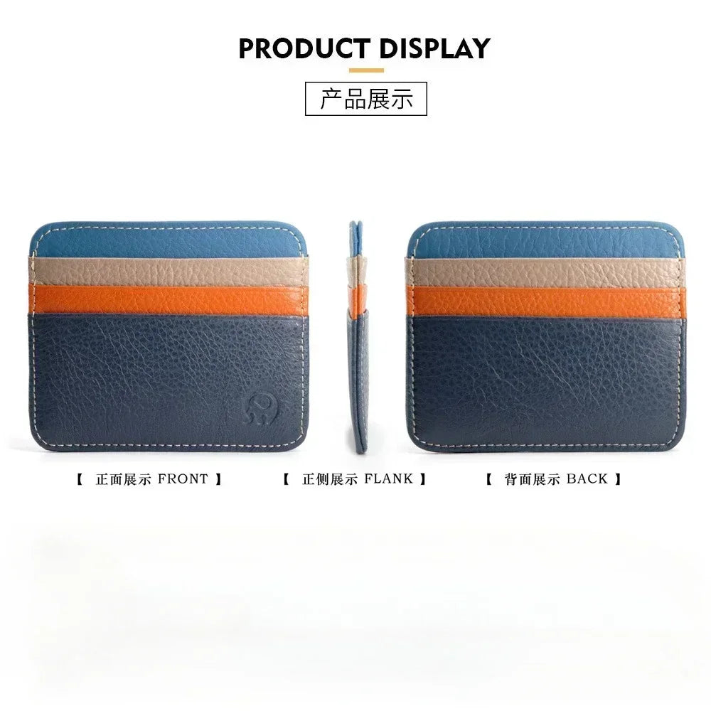 New Thin Genuine Leather Mini Wallet Slim Bank Credit Card Holder Men's Business Small ID Case for Man Purse 6 Slots Cardholder