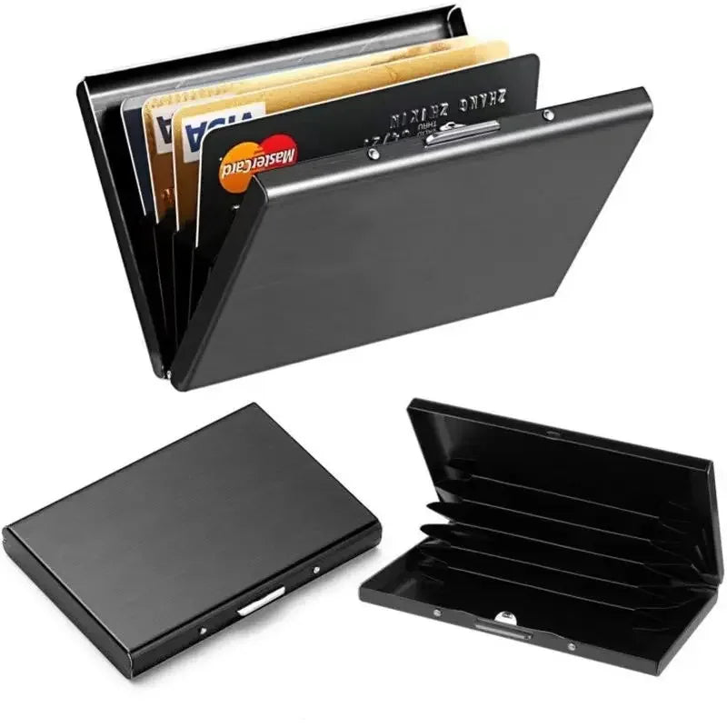 Anti-Scan RFID Blocking Card Holder - Aluminum Metal Wallet for 6 ID/Bank Cards Business Credit Card Case with Secure Protection
