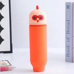 1PCS Kawaii Animals Silicone Telescoping Pencil Case Student Large Capacity Stationery Bag Giraffe/ Bee/Panda Learn Stationery