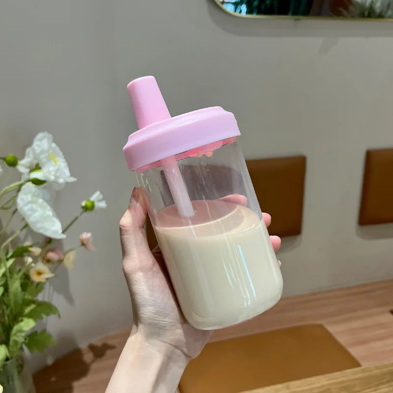 500/800ML Large-capacity Straw Cup, Food-grade Transparent PP Material,Portable Ins Style Water Cup, Juice Milk Tea Cup