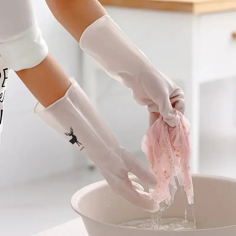 Durable Waterproof Housework Latex Cleaning Gloves for Kitchen Laundry Dishwashing, Wear Resistant Rubber
