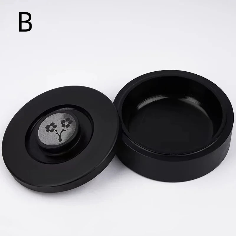 Natural Raw Stone Inkstone Chinese Brush Writing Painting Circular Inkstone Vintage She Inkstone Cartridge Calligraphy Supplies