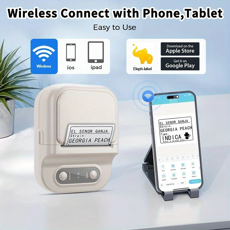 Portable Label Printer Mini Thermal Printe Self-adhesive Inkless 12-58mm Label For School/ Home/ Office/Supermarkets/ Warehouses