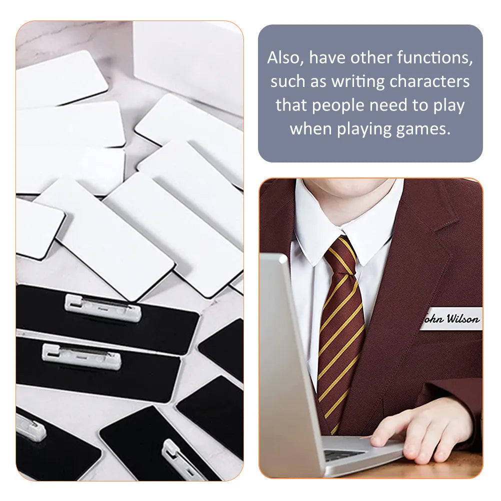 32Pcs Name Tag Blank Name Badges High Density DIY Sublimation Id Badge Pin Backing Office School Use Reusable Custom