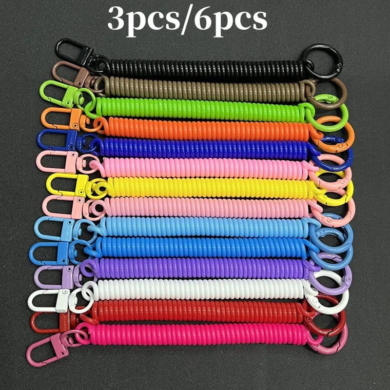 Colorful Spring Coil Lanyard DIY Phone Tether Keychain Pendant Earphone Holder for Mobile Case Accessory