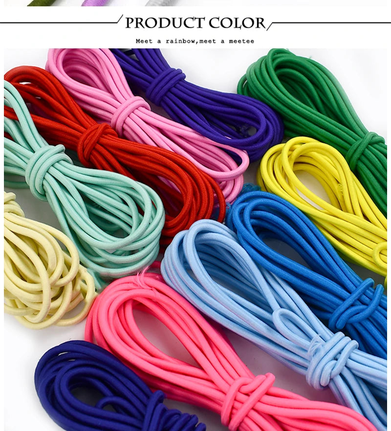 5/10/20/50M 4mm Multicolor Elastic Band Round Hair Bungee Rope Hat Drawstring Rubber Bands Clothes Spring String Cord Sewing Bia