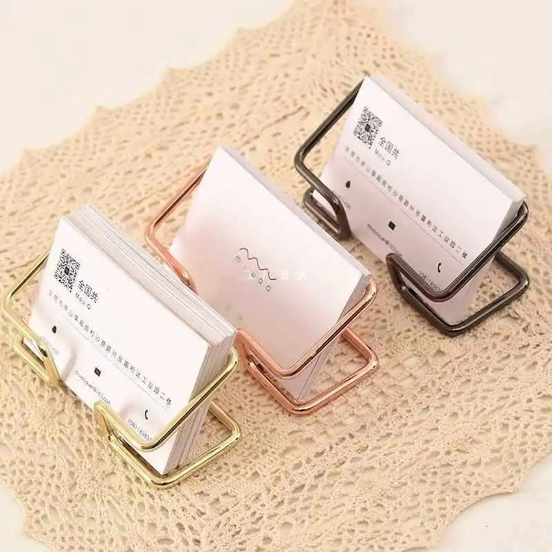 Gold Metal Business Card Holder Desk Bracket Cards Organizer Office Business Cards Display Holders Fashion Desktop Decorative