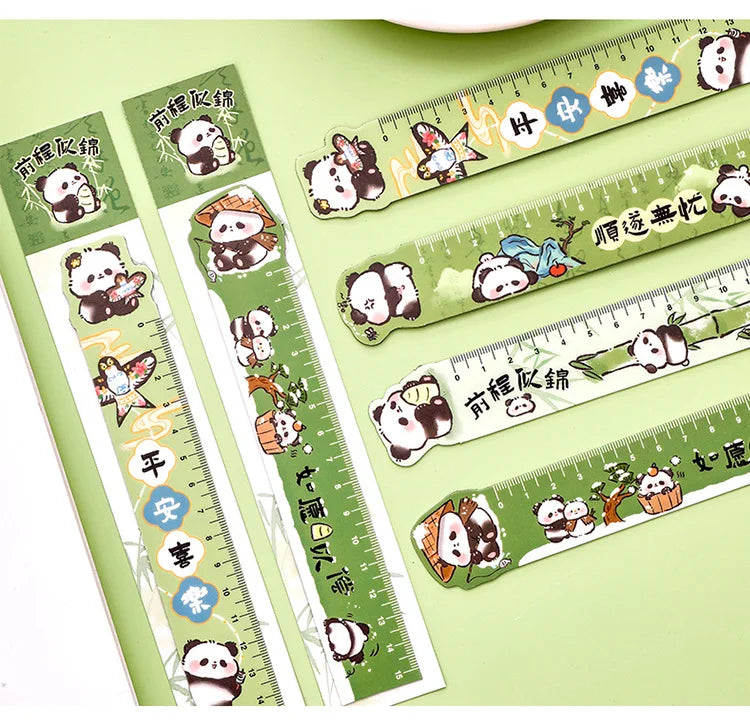 Cute Panda Magnetic Bookmark Ruler Student Creative Flexible Ruler 15cm Cartoon Rabbit Bear Capybara Magnetic Straight Ruler