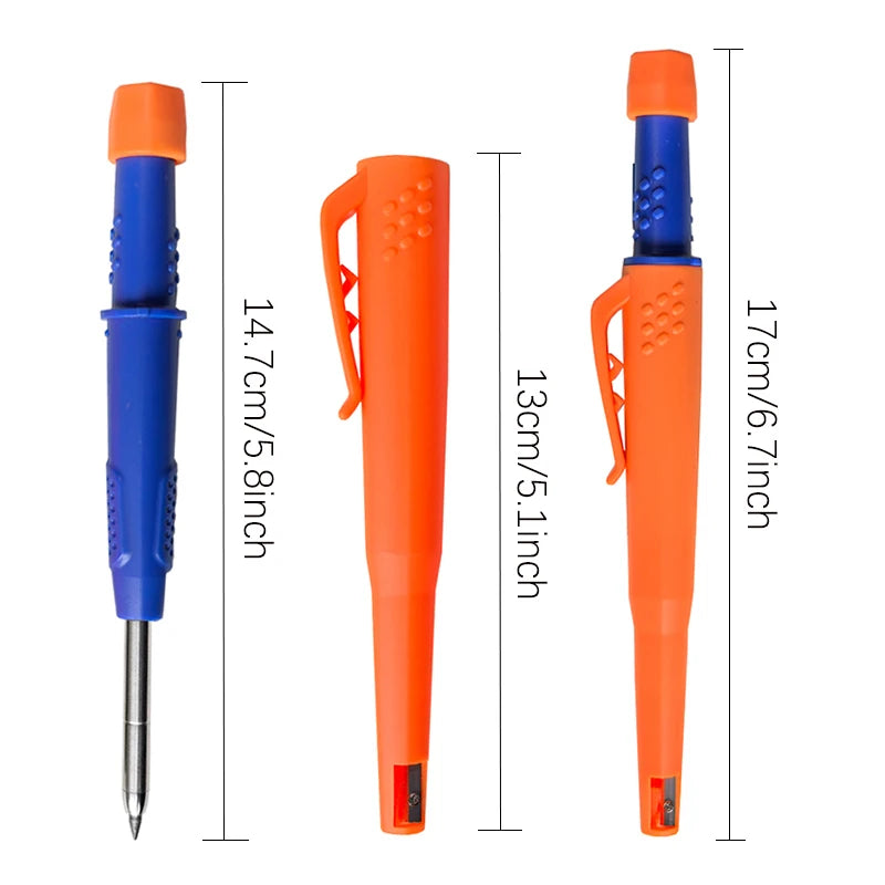 5 Colors 2.8mm Solid Woodworking Mechanical Pencil with Pen Cover 2B Black Yellow Red Lead Long Headed Carpenter Marking Pencil