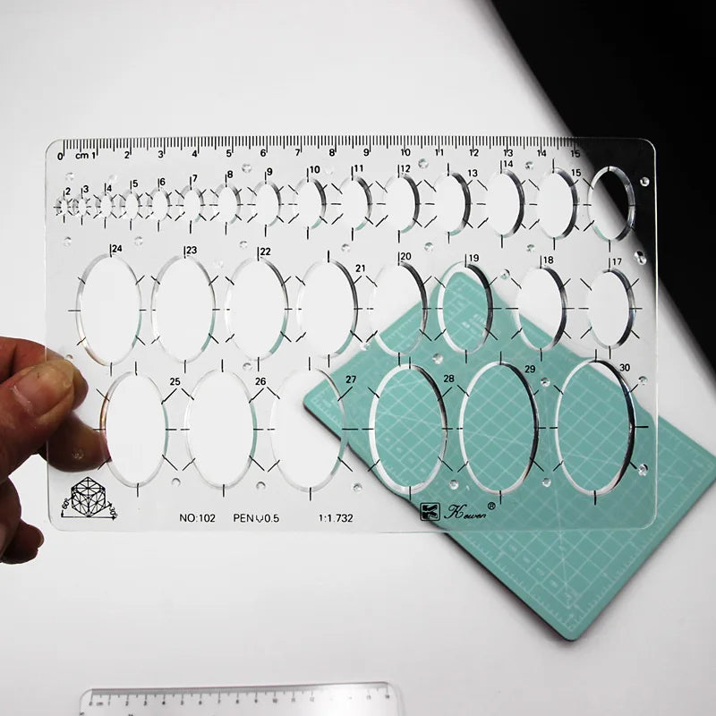 Transparent drawing size square square ruler hexagonal triangle ruler drawing design ruler scale line