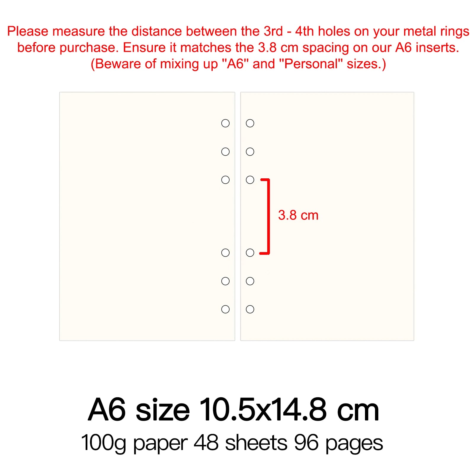 High Quality Ring Binder Notebook A5 Personal A6 A7 A8 Size Insert Refills Loose Leaf Spiral Diary Planner Inner Core 100g Paper