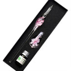 Signature Floral Dip Pen  Craft Vintage Smooth Glass Fountain Pen Calligraphy Filling Ink Dipping Ink Pen Writing Tool