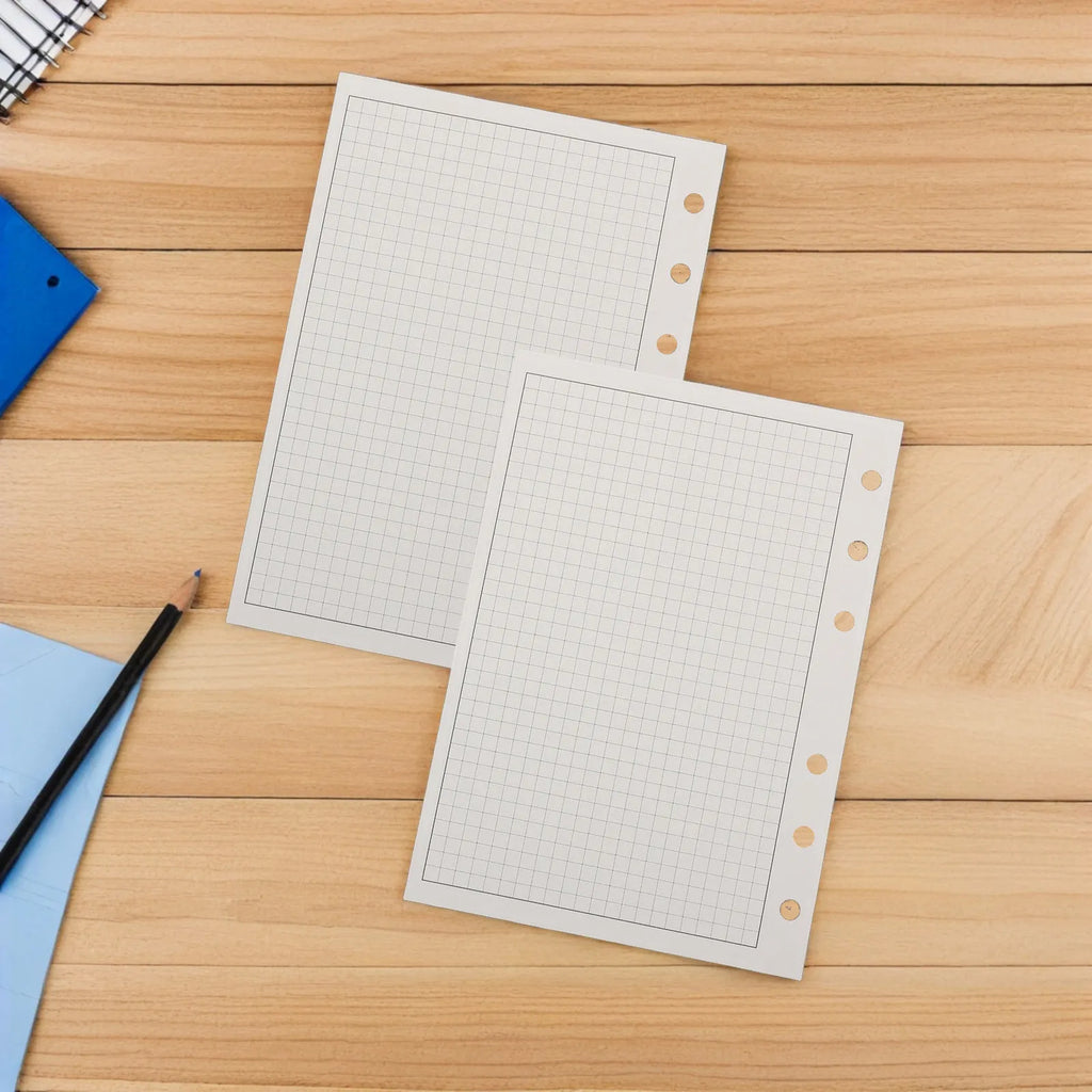100Pcs Loose Leaf Refill Paper for Binder Journals 6 Hole Graph Grid Sheets Planner Filler Pages Home Office School Project