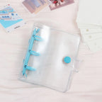 Portable Mini Handbook Glitter Notebook Pages Transparent Binder Notebook Cover Card Organizer 3 Hole Binder Clip Photo album