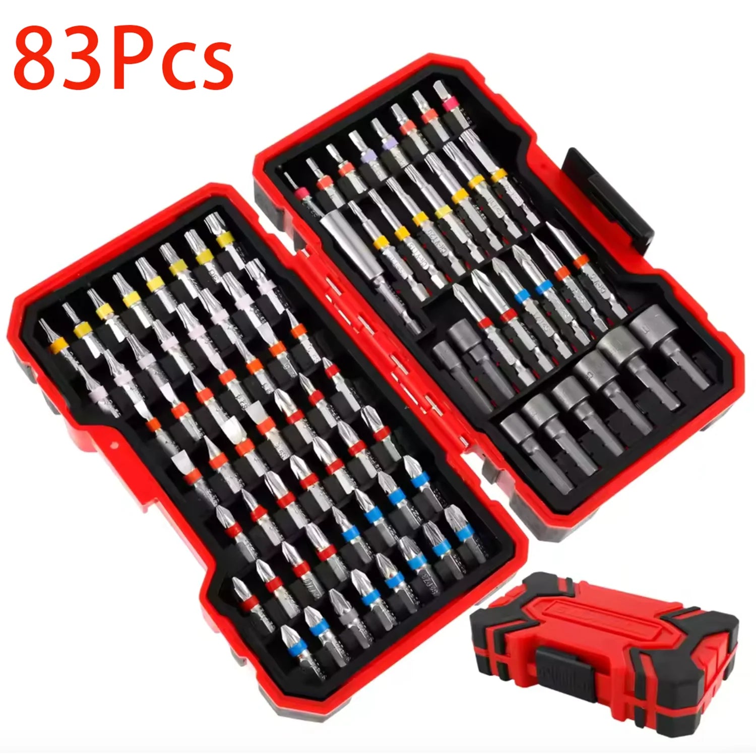 83Pcs Screwdriver Bit Set Impact Driver Drill Bit Set with Magnetic Nut Driver S2 Steel Cross Slot, Slotted,Square,Star,Hex,Torx