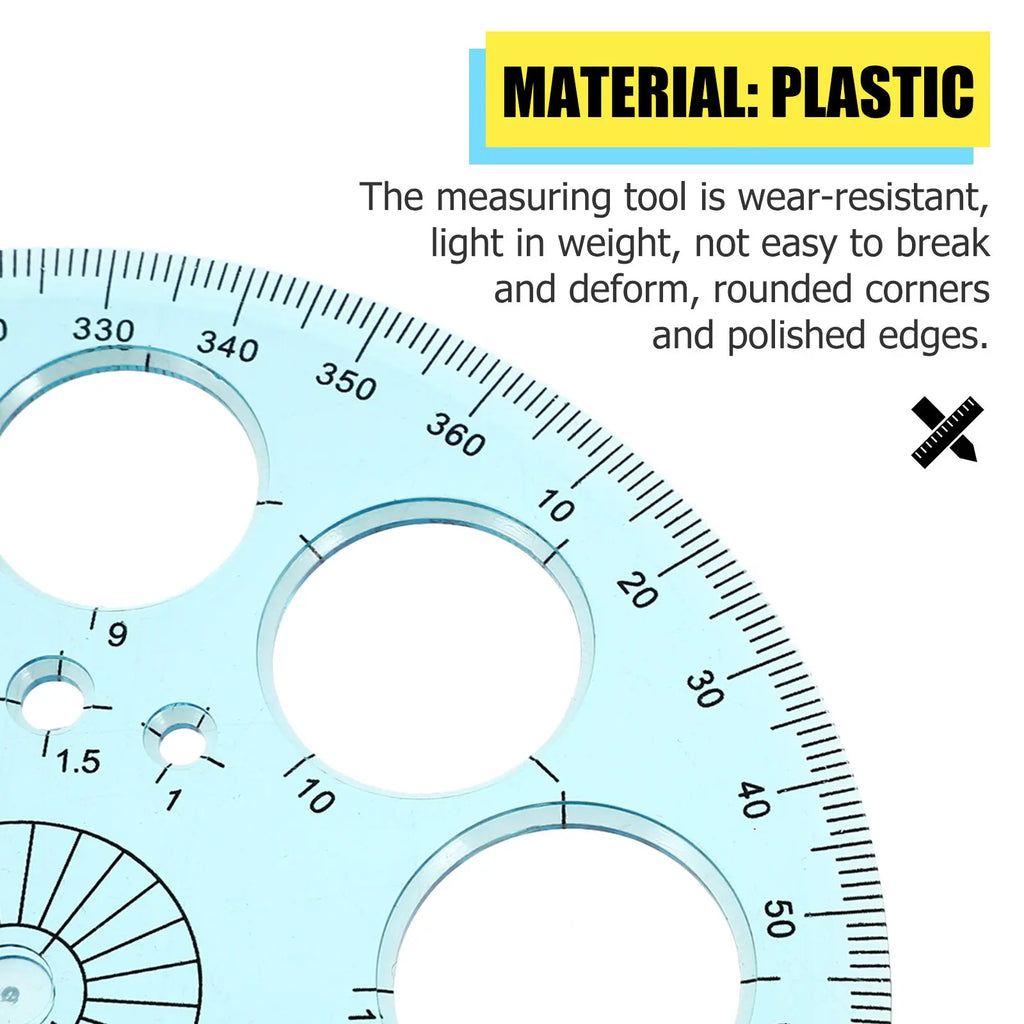 1Set Drawing Ruler Set Multifunctional Geometric Protractor Premium Plastic Measuring Tool for Students Home Office Accurate