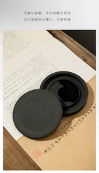 Natural Original Stone Inkstone Table with Cover End Ink Pond Plate Strip Grinding Student Beginners