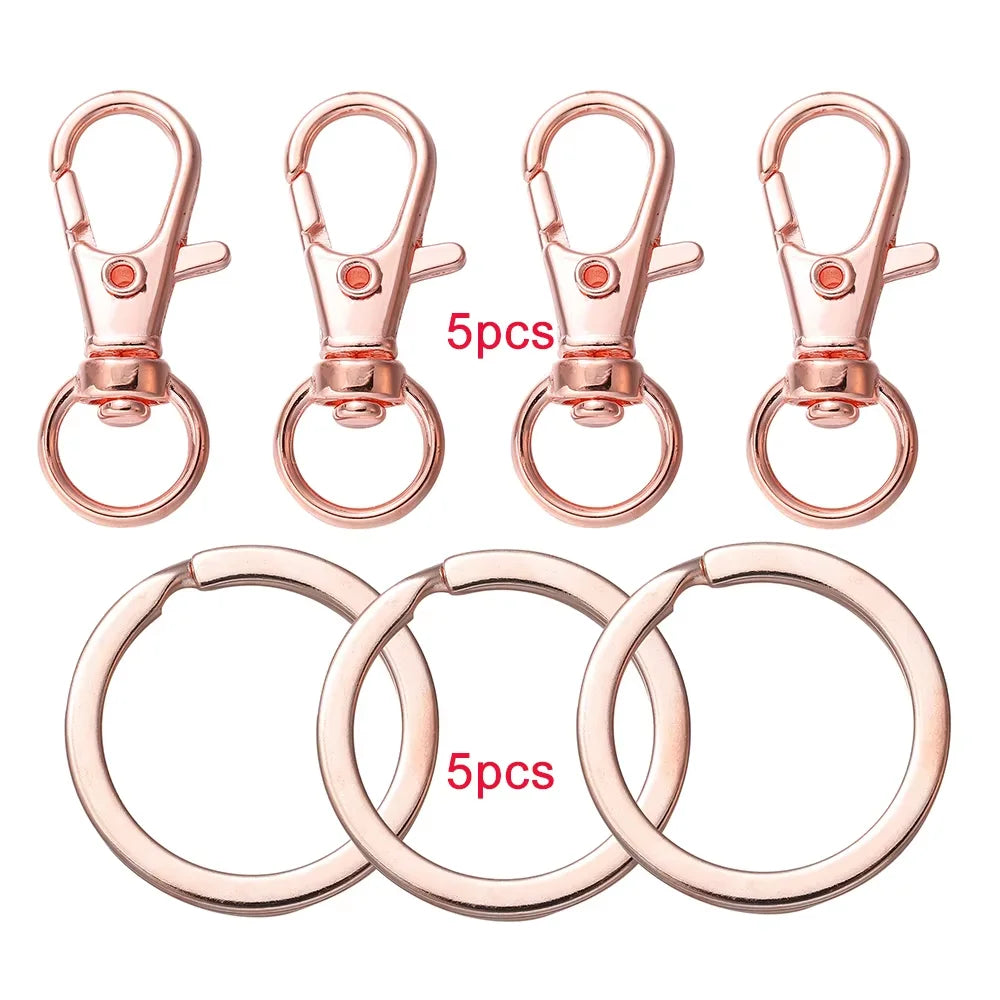 10/20Pcs Swivel Clasps Set Lanyard Snap Hooks with Key Chain Rings Keychain Clip Hooks for DIY Necklace Bracelet Chain Supplies