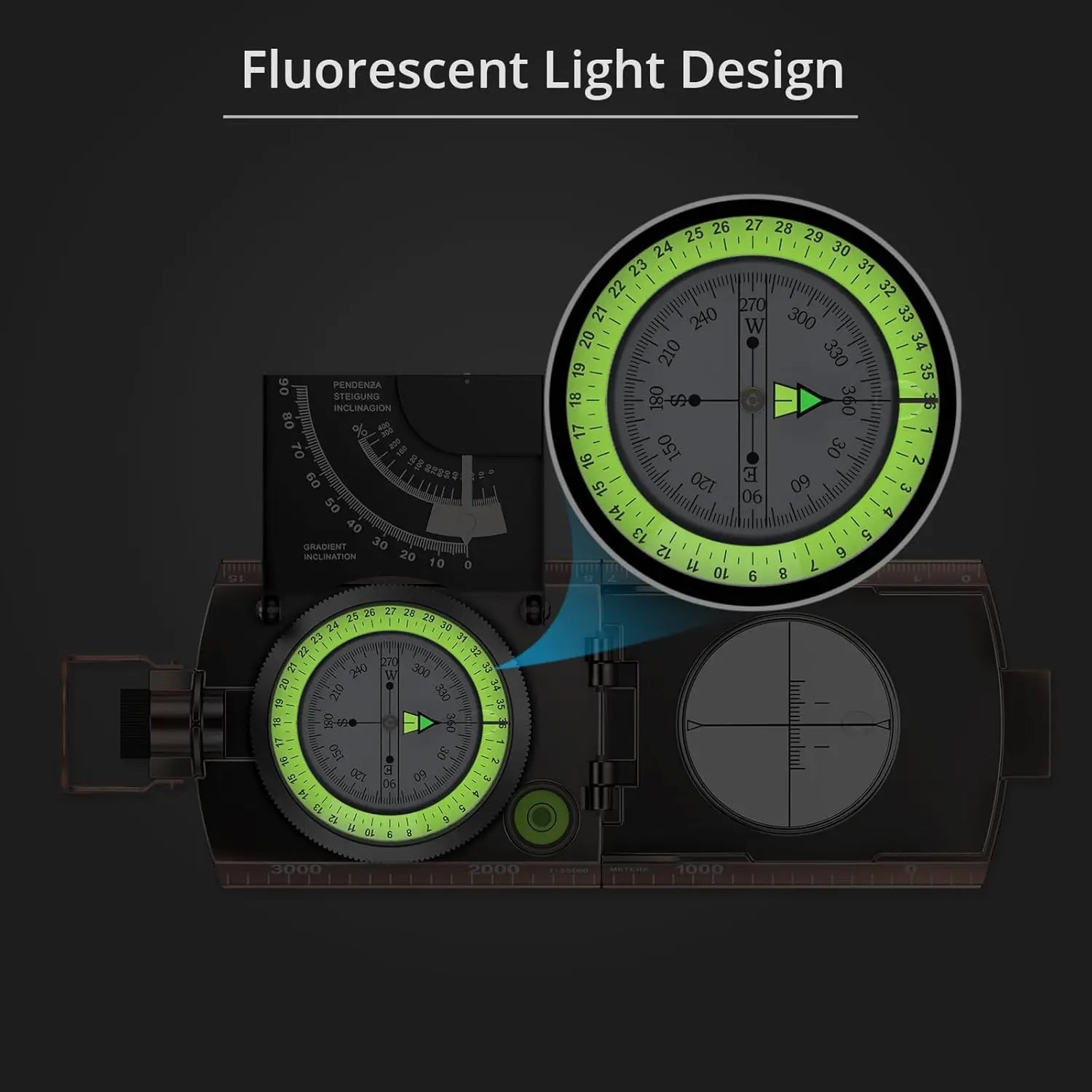 Proster IP65 Compass - Lensatic Sighting, with Clinometer & Carry Bag for Camping, Hiking, Geology
