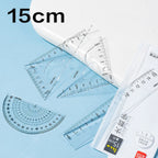 Deli 4Pcs Student Ruler Set Transparent Plastic Straight Ruler Triangle Protractor for Kids School Office Home Supplies